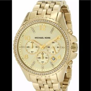 NIB Michael Kors MK5347 Pilot Gold- Glitz Chronograph new in box with tag